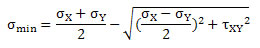 Equation for minimum principal stress in plane stress situation