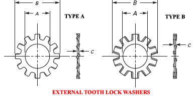 External Tooth Lock Washer Dimensions