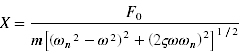 Formula for steady state amplitude of response 
